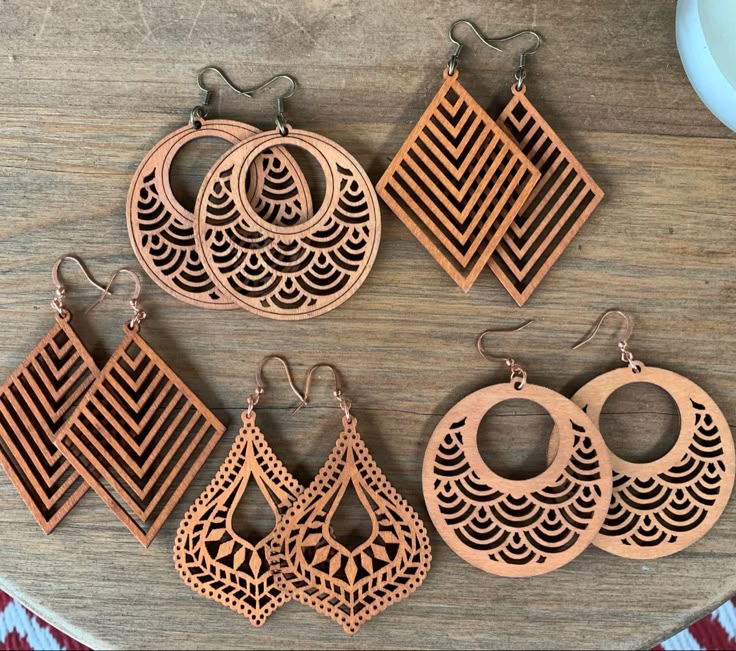 Natural Wood Filigree Earrings
